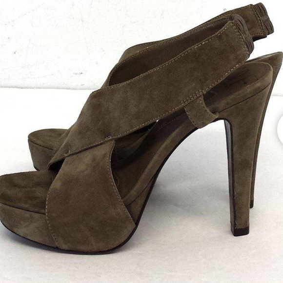 Diane von Furstenberg - Taupe Suede Platform Heels - Picture 3 of 7